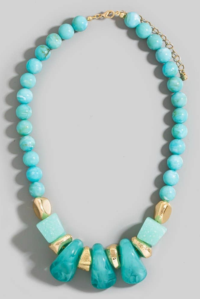 Gold Dipped Acrylic Chunky Beaded Statement Necklace-The Looks by Fame Accessories-Stuffology - Where Vintage Meets Modern, A Boutique for Real Women in Crosbyton, TX