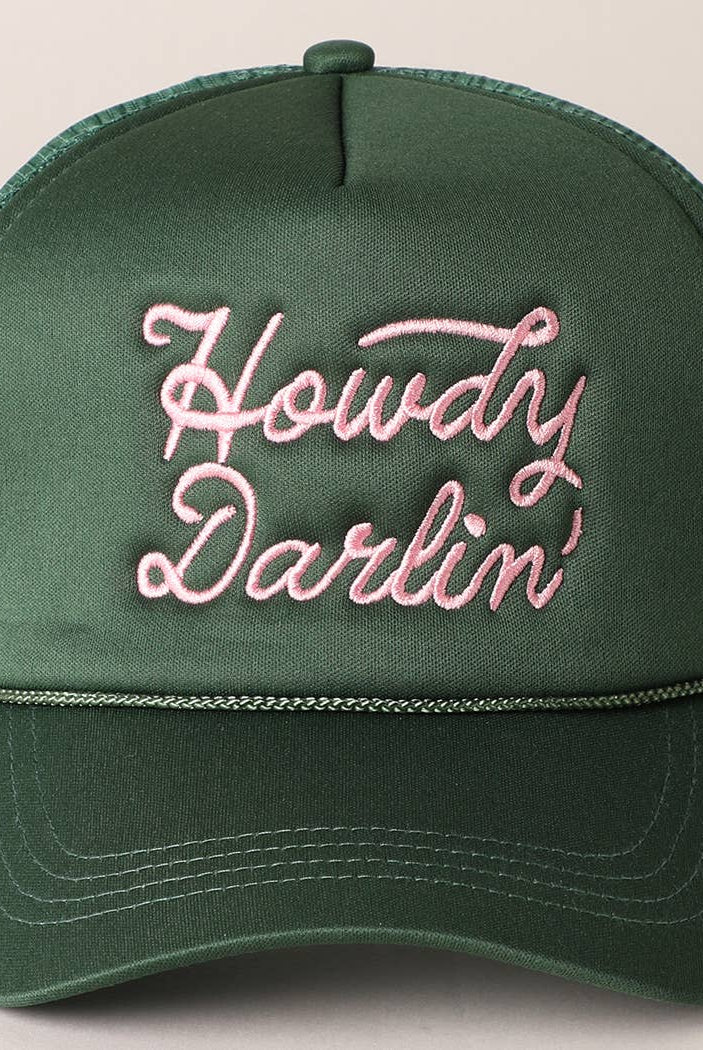Howdy Darlin' Embroidered Mesh Back Trucker Cap | Stuffology Boutique-Hats-Fashion City-Stuffology - Where Vintage Meets Modern, A Boutique for Real Women in Crosbyton, TX