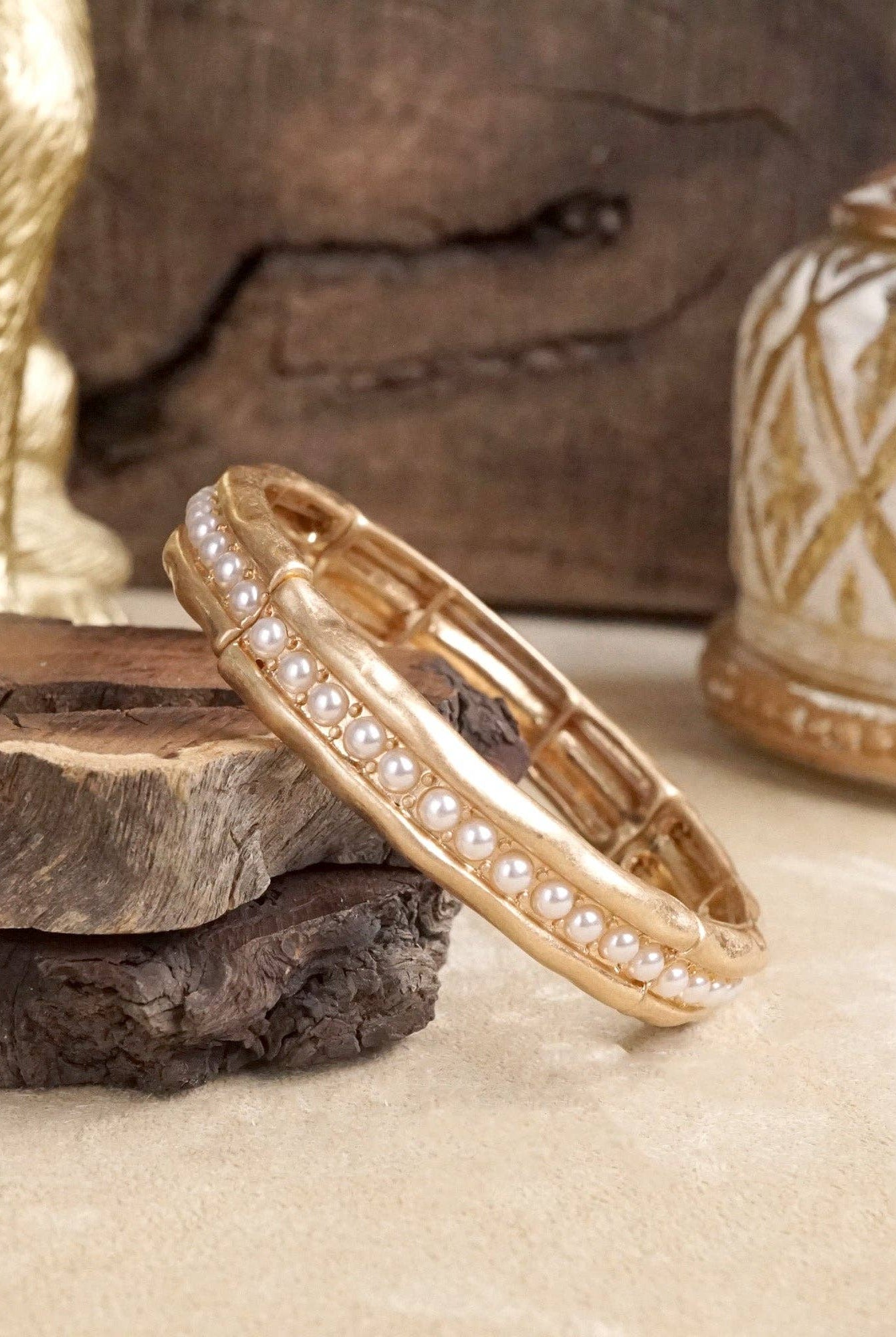 Minimalist TurquoiseCrystal Bangle Bracelet – Brushed Gold-PennyLine inc-Stuffology - Where Vintage Meets Modern, A Boutique for Real Women in Crosbyton, TX