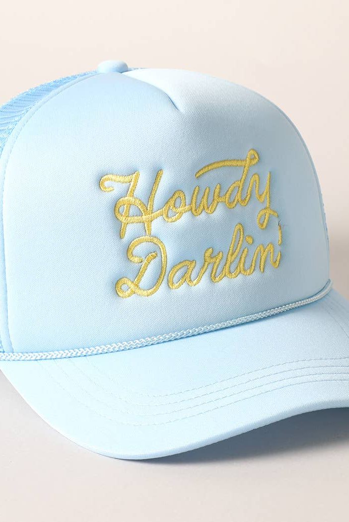 Howdy Darlin' Embroidered Mesh Back Trucker Cap | Stuffology Boutique-Hats-Fashion City-Stuffology - Where Vintage Meets Modern, A Boutique for Real Women in Crosbyton, TX