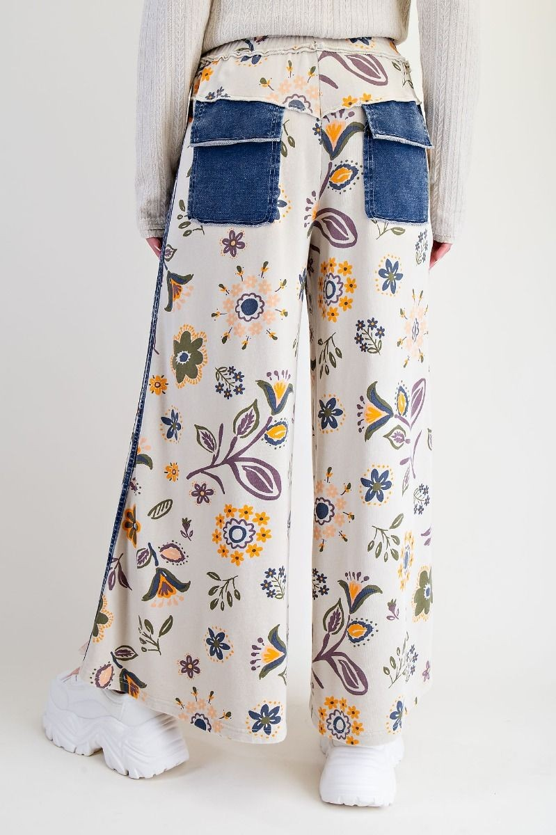 Easel Boho Patch Pocket Wide Leg Pants-Pants-Easel-Stuffology - Where Vintage Meets Modern, A Boutique for Real Women in Crosbyton, TX