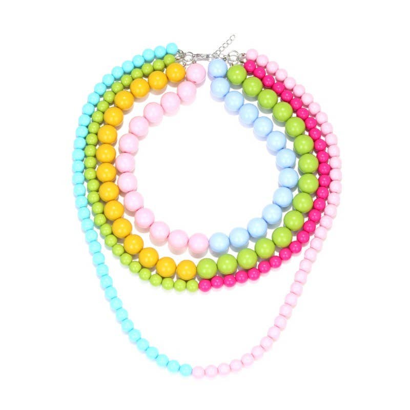 Multi Resin Beaded layered Necklaces | 40NK9756-Necklaces-JOSSLYN by wall to wall-Stuffology - Where Vintage Meets Modern, A Boutique for Real Women in Crosbyton, TX