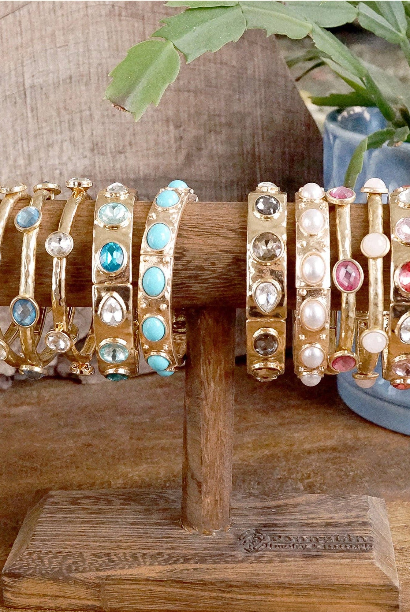Sparkly clear crystals bangle in Gold Or Silver Tone-Bracelets-PennyLine inc-Stuffology - Where Vintage Meets Modern, A Boutique for Real Women in Crosbyton, TX