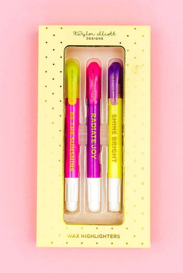 Wax Highlighter Set - Motivational - Asst Clrs - 3 Piece Set-HIGHLIGHTERS-Taylor Elliott Designs-Stuffology - Where Vintage Meets Modern, A Boutique for Real Women in Crosbyton, TX