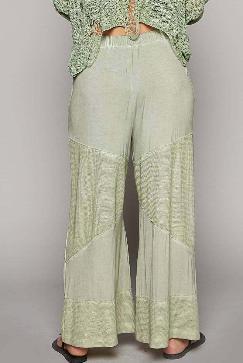 Contrast Ribbed Elastic Waist Casual Knit Culottes Pants-Pants-Pol Clothing-Stuffology - Where Vintage Meets Modern, A Boutique for Real Women in Crosbyton, TX