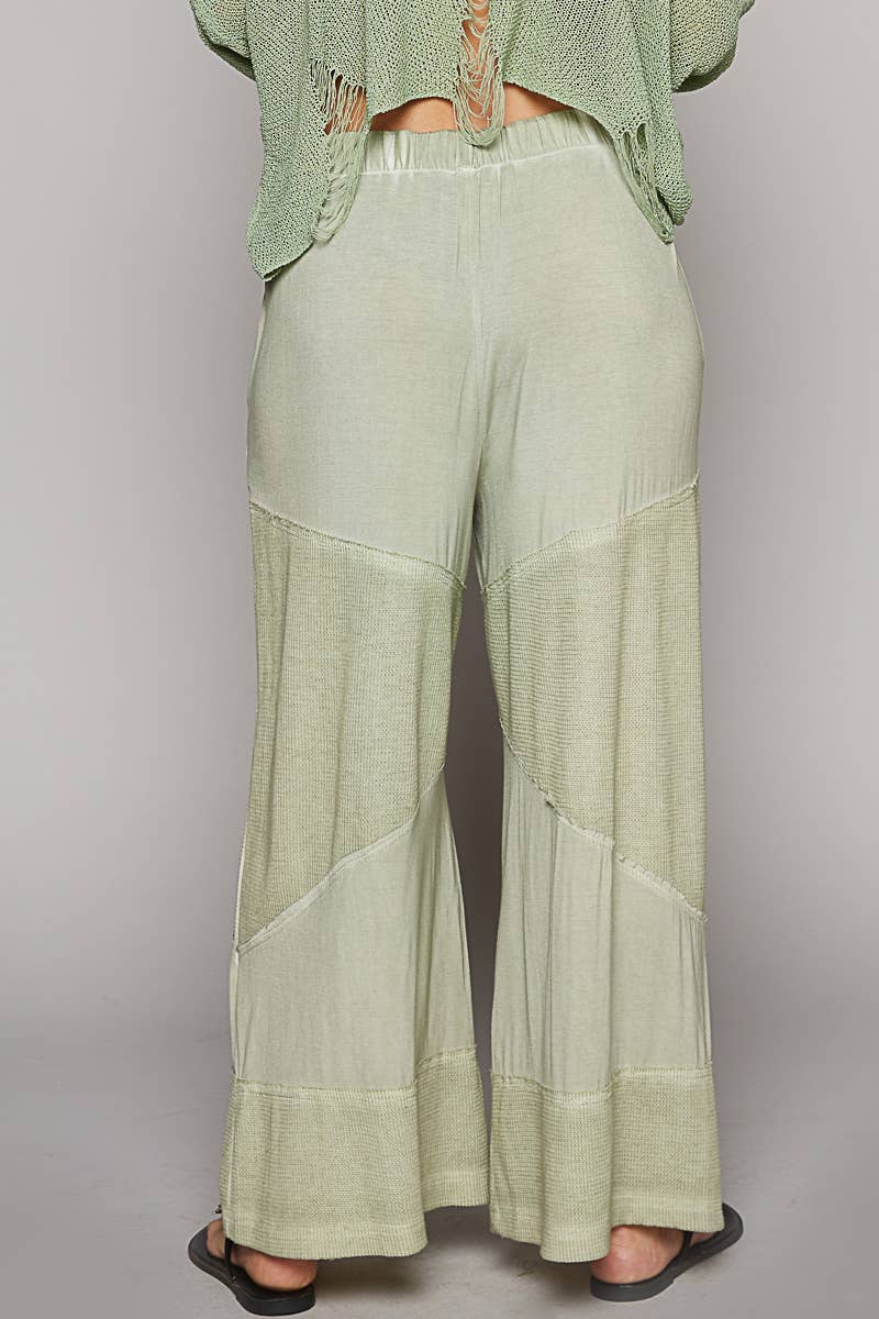 Contrast Ribbed Elastic Waist Casual Knit Culottes Pants-Pants-Pol Clothing-Stuffology - Where Vintage Meets Modern, A Boutique for Real Women in Crosbyton, TX