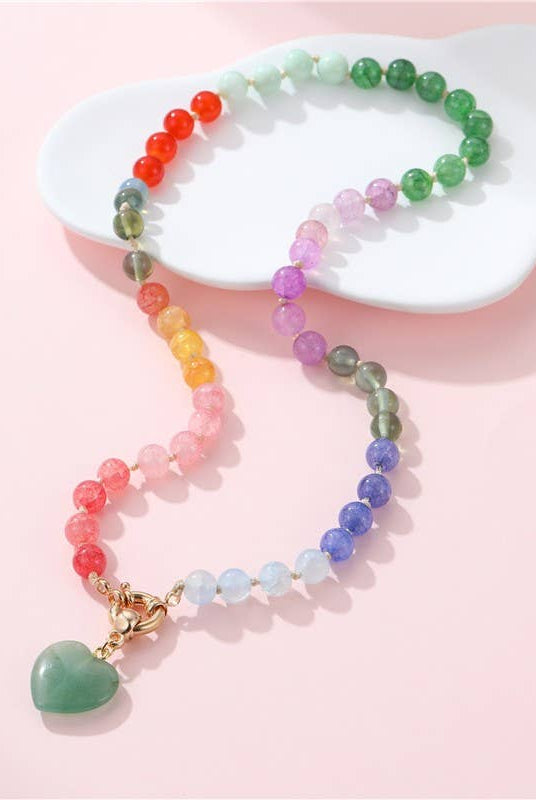 Natural Stone Semi-Precious Glass Mixed Necklace-Necklaces-JOSSLYN by wall to wall-Stuffology - Where Vintage Meets Modern, A Boutique for Real Women in Crosbyton, TX