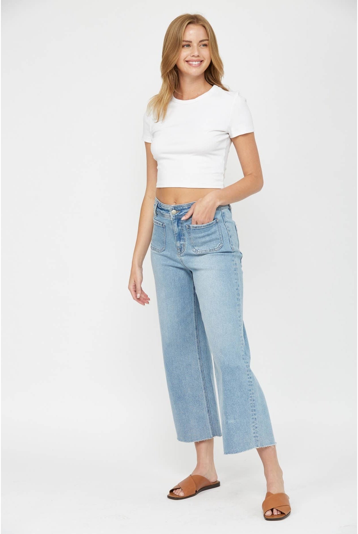 Mica Crop Wide Leg Jeans-Jeans-Mica Denim-Stuffology - Where Vintage Meets Modern, A Boutique for Real Women in Crosbyton, TX
