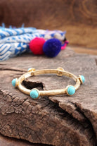 Jeweled Golden Bangle with semi precious stone dots-Bracelets-PennyLine inc-Stuffology - Where Vintage Meets Modern, A Boutique for Real Women in Crosbyton, TX