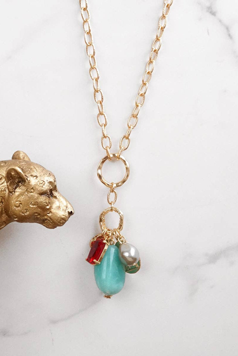 Desert Bloom – Long Cluster Charm Necklace-Necklaces-PennyLine inc-Stuffology - Where Vintage Meets Modern, A Boutique for Real Women in Crosbyton, TX