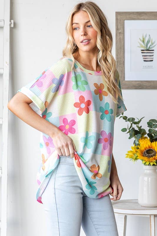 SHORT SLEEVE FLORAL PRINT TOP-Oversized Top-HEIMISH-Stuffology - Where Vintage Meets Modern, A Boutique for Real Women in Crosbyton, TX