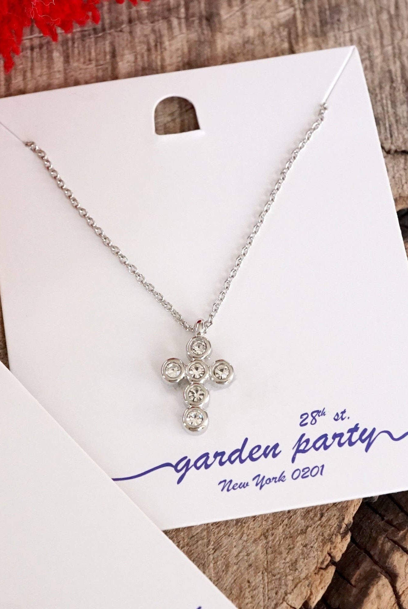 Classic Dainty Cross and Crystal Necklace – Gold and Silver Tones-Necklaces-PennyLine inc-Stuffology - Where Vintage Meets Modern, A Boutique for Real Women in Crosbyton, TX