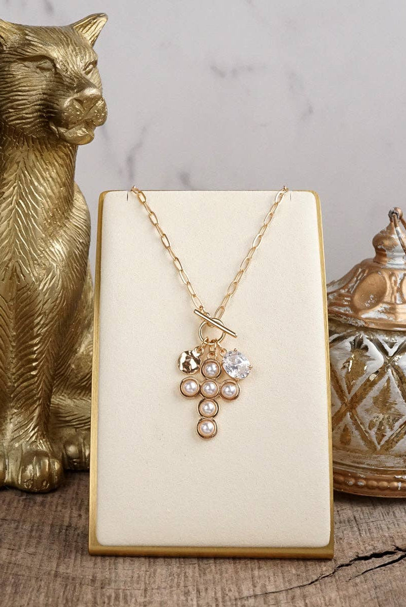 Grace Notes – Dainty Charm Cluster Necklace on Paperclip Chain-Necklaces-PennyLine inc-Stuffology - Where Vintage Meets Modern, A Boutique for Real Women in Crosbyton, TX