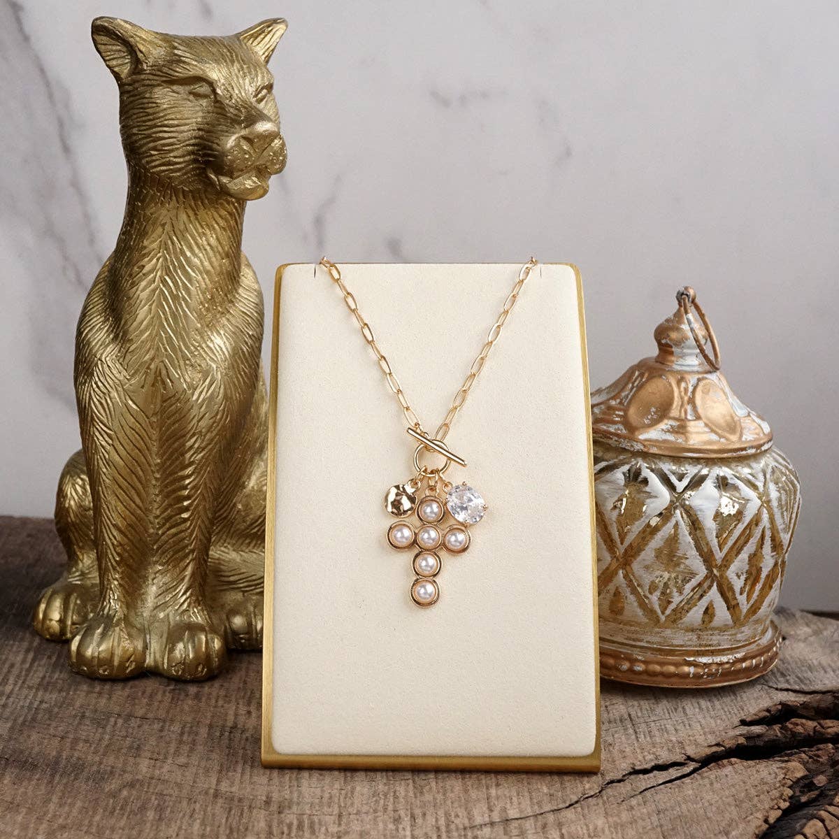 Grace Notes – Dainty Charm Cluster Necklace on Paperclip Chain-Necklaces-PennyLine inc-Stuffology - Where Vintage Meets Modern, A Boutique for Real Women in Crosbyton, TX