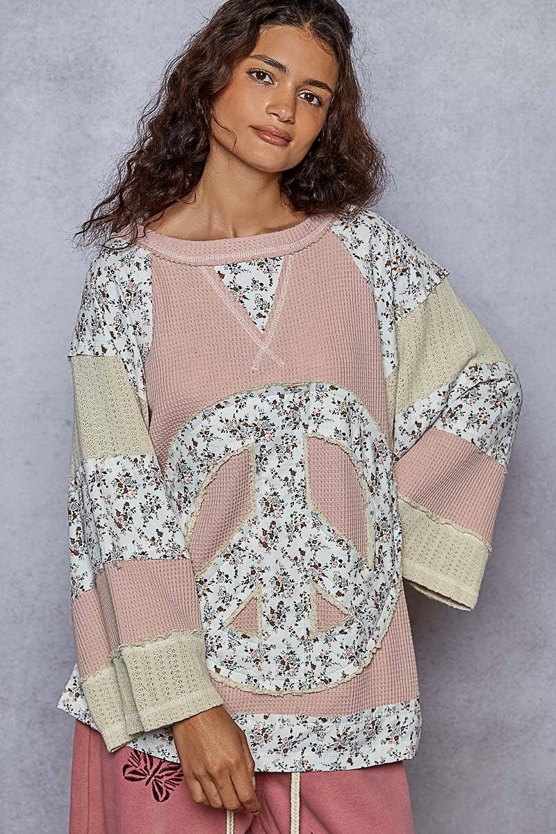 POL Clothing - Peace Sign Top-Pullover Top-Pol Clothing-Stuffology - Where Vintage Meets Modern, A Boutique for Real Women in Crosbyton, TX