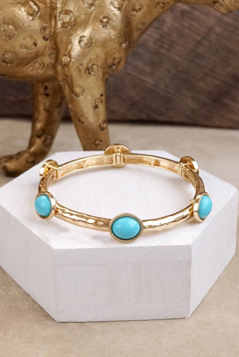 Desert Orbit – Turquoise Station Stretch Bangle-Bracelets-PennyLine inc-Stuffology - Where Vintage Meets Modern, A Boutique for Real Women in Crosbyton, TX