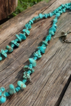 Blue Turquoise nugget 22 inch necklace with turquoise Heishi-necklace-Horse Spirit Studio-Stuffology - Where Vintage Meets Modern, A Boutique for Real Women in Crosbyton, TX