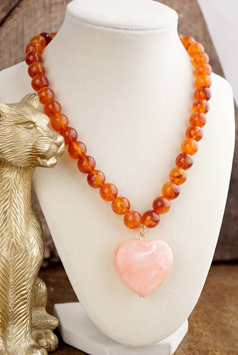 Heart Beaded Necklace-Necklaces-PennyLine inc-Stuffology - Where Vintage Meets Modern, A Boutique for Real Women in Crosbyton, TX