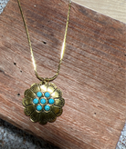 Turquoise Bloom Pendant Necklace – Gold-Necklaces-Turquoise Haven-Stuffology - Where Vintage Meets Modern, A Boutique for Real Women in Crosbyton, TX