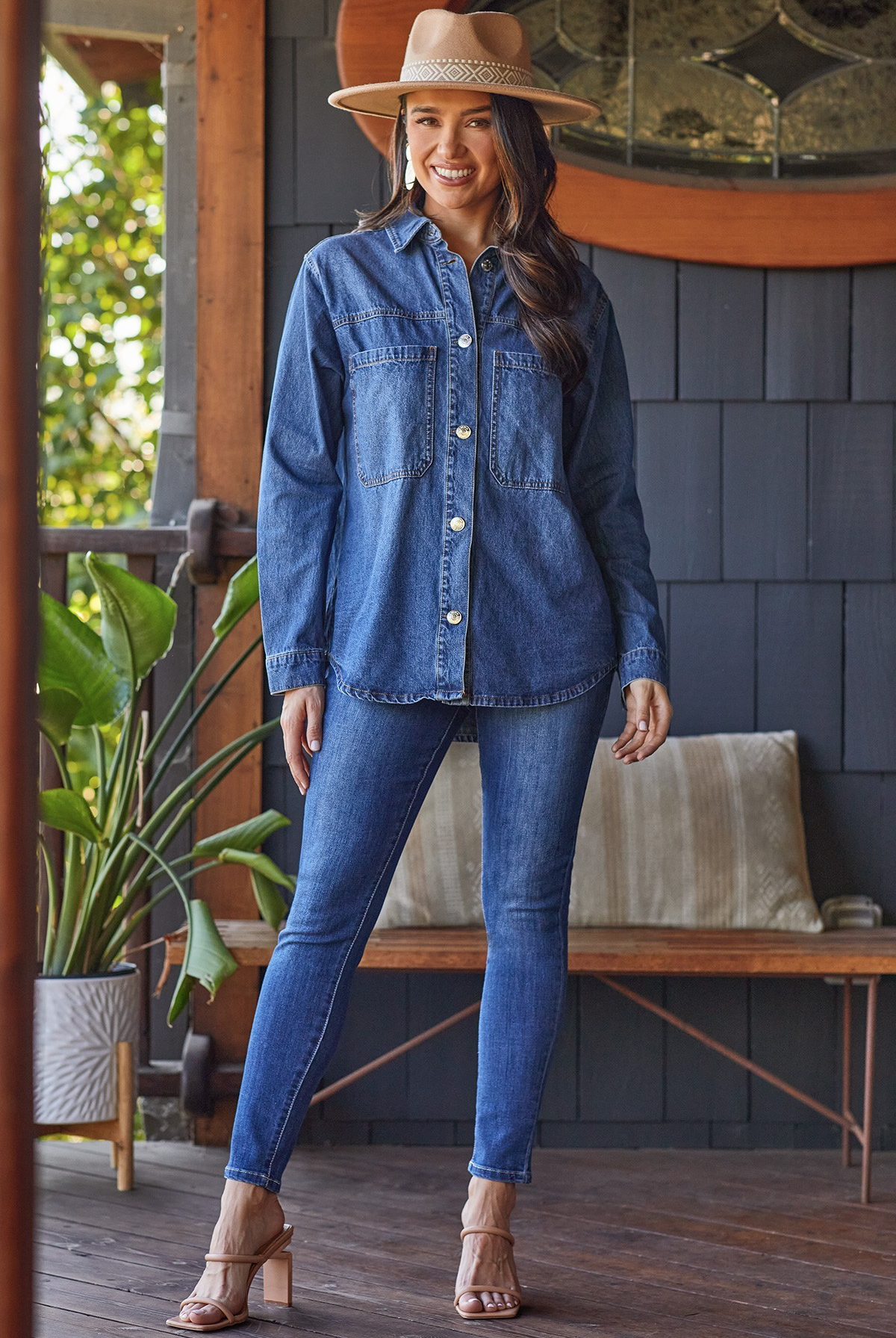 Medium Wash Denim Jacket with Front Patch Pockets / Stuffology Boutique-Jackets-Royalty for Me-Stuffology - Where Vintage Meets Modern, A Boutique for Real Women in Crosbyton, TX