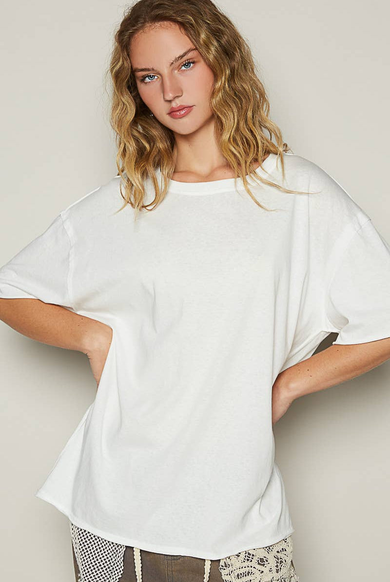 POL Clothing Vintage Washed Round Neck Short Sleeve Basic Solid Top / Tee-TOP-Pol Clothing-Stuffology - Where Vintage Meets Modern, A Boutique for Real Women in Crosbyton, TX