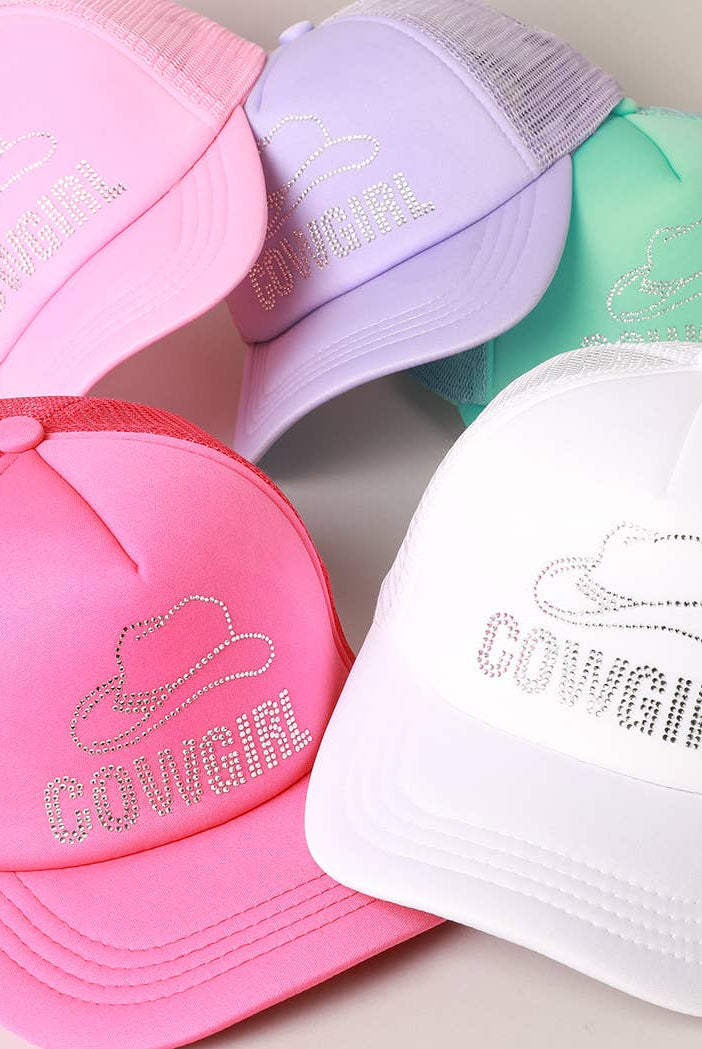 COWGIRL Rhinestone Trucker Cap | Stuffology Boutique-Hats-Fashion City-Stuffology - Where Vintage Meets Modern, A Boutique for Real Women in Crosbyton, TX