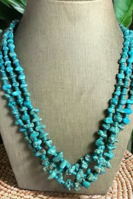 Blue Turquoise nugget 22 inch necklace with turquoise Heishi-necklace-Horse Spirit Studio-Stuffology - Where Vintage Meets Modern, A Boutique for Real Women in Crosbyton, TX