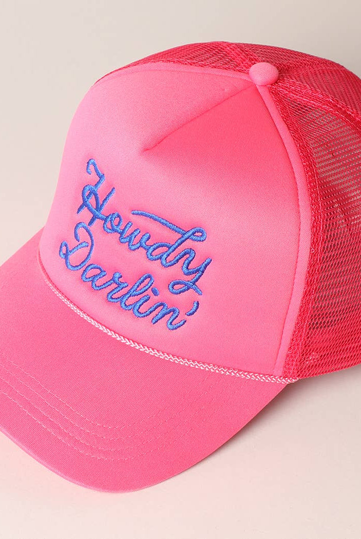 Howdy Darlin' Embroidered Mesh Back Trucker Cap | Stuffology Boutique-Hats-Fashion City-Stuffology - Where Vintage Meets Modern, A Boutique for Real Women in Crosbyton, TX