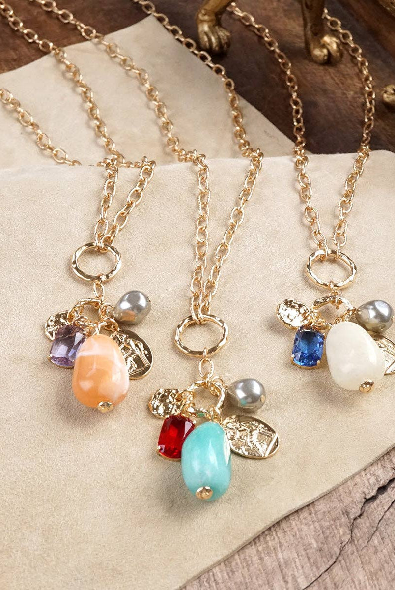 Desert Bloom – Long Cluster Charm Necklace-Necklaces-PennyLine inc-Stuffology - Where Vintage Meets Modern, A Boutique for Real Women in Crosbyton, TX