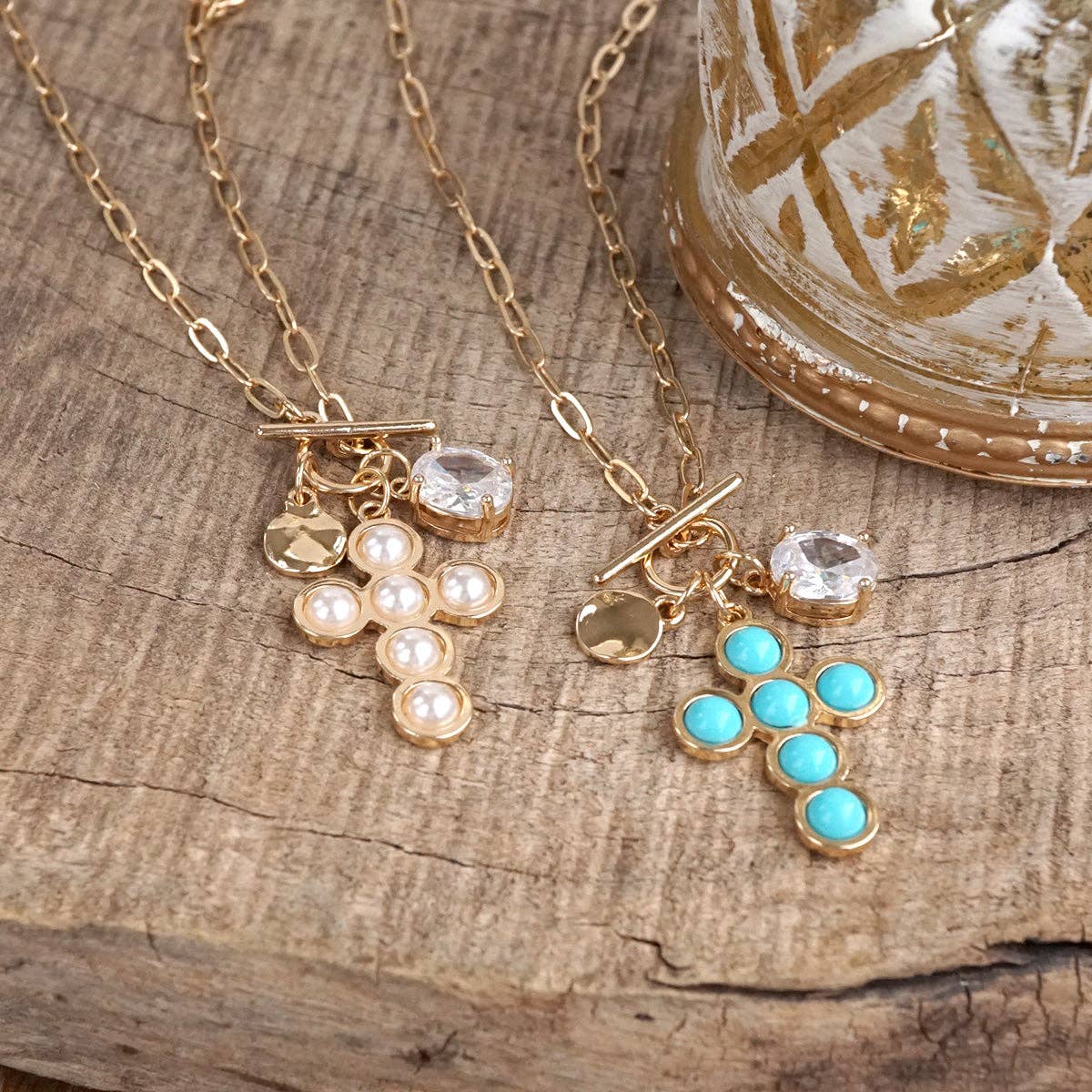 Grace Notes – Dainty Charm Cluster Necklace on Paperclip Chain-Necklaces-PennyLine inc-Stuffology - Where Vintage Meets Modern, A Boutique for Real Women in Crosbyton, TX
