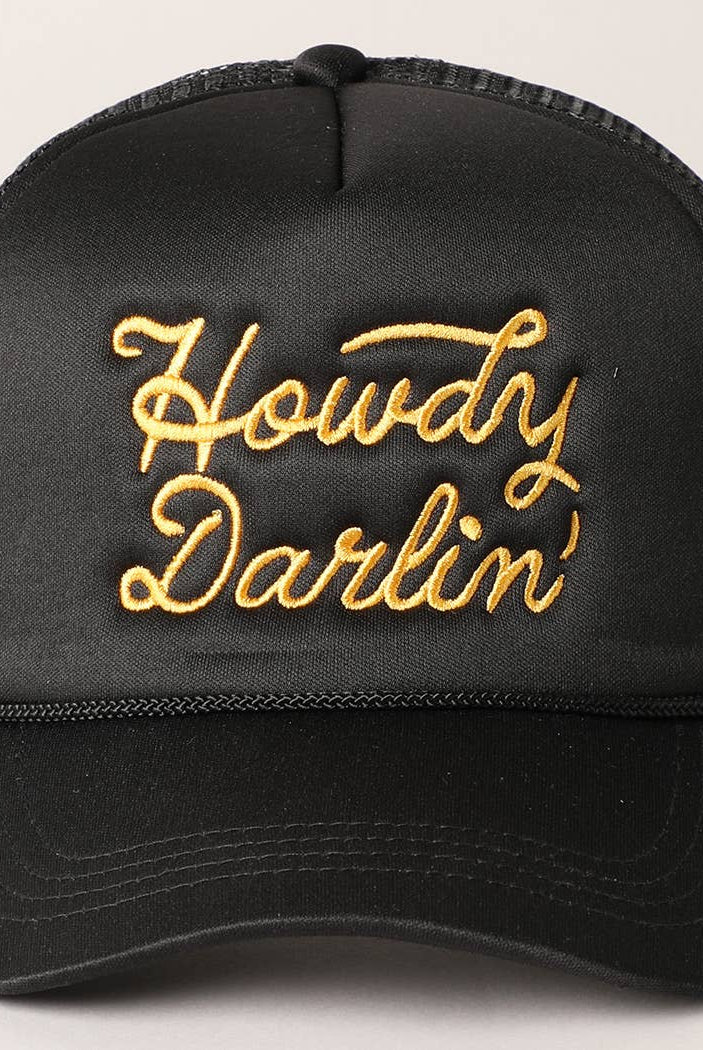 Howdy Darlin' Embroidered Mesh Back Trucker Cap | Stuffology Boutique-Hats-Fashion City-Stuffology - Where Vintage Meets Modern, A Boutique for Real Women in Crosbyton, TX