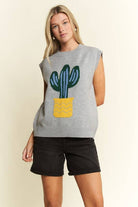 CACTUS SWEATER VEST-Sweater Vest-JADE BY JANE-Stuffology - Where Vintage Meets Modern, A Boutique for Real Women in Crosbyton, TX