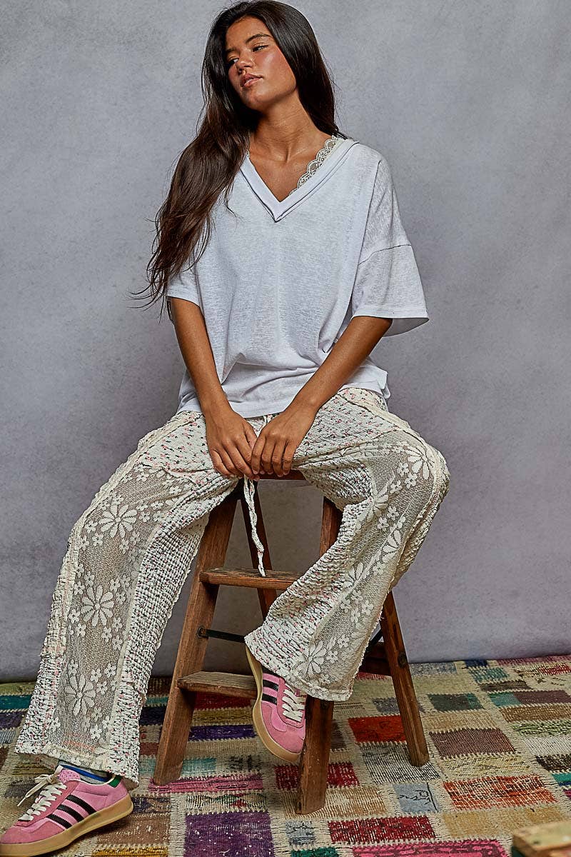 POL Clothing V-neck short sleeve stone washing knit top-Pol Clothing-Stuffology - Where Vintage Meets Modern, A Boutique for Real Women in Crosbyton, TX