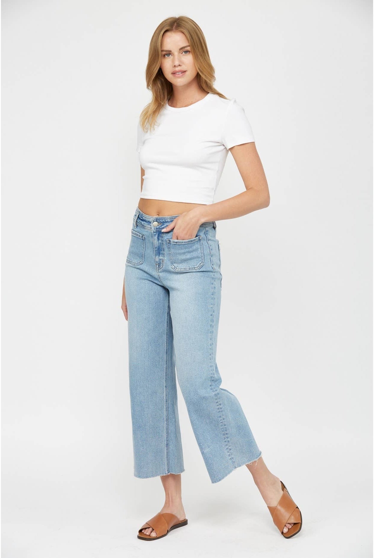 Mica Crop Wide Leg Jeans-Jeans-Mica Denim-Stuffology - Where Vintage Meets Modern, A Boutique for Real Women in Crosbyton, TX