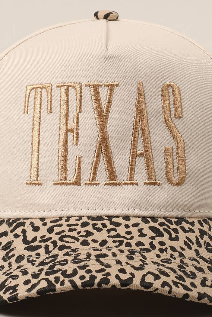 TEXAS Embroidery Leopard Two-Tone Trucker Hat-Hats-Fashion City-Stuffology - Where Vintage Meets Modern, A Boutique for Real Women in Crosbyton, TX