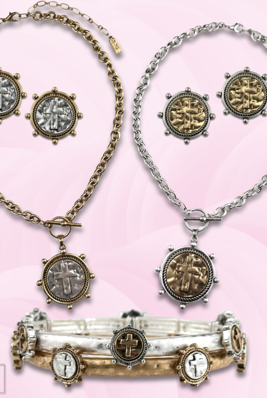 Antique look cross cuff bracelet-Bracelets-Pink Panache Brands-Stuffology - Where Vintage Meets Modern, A Boutique for Real Women in Crosbyton, TX