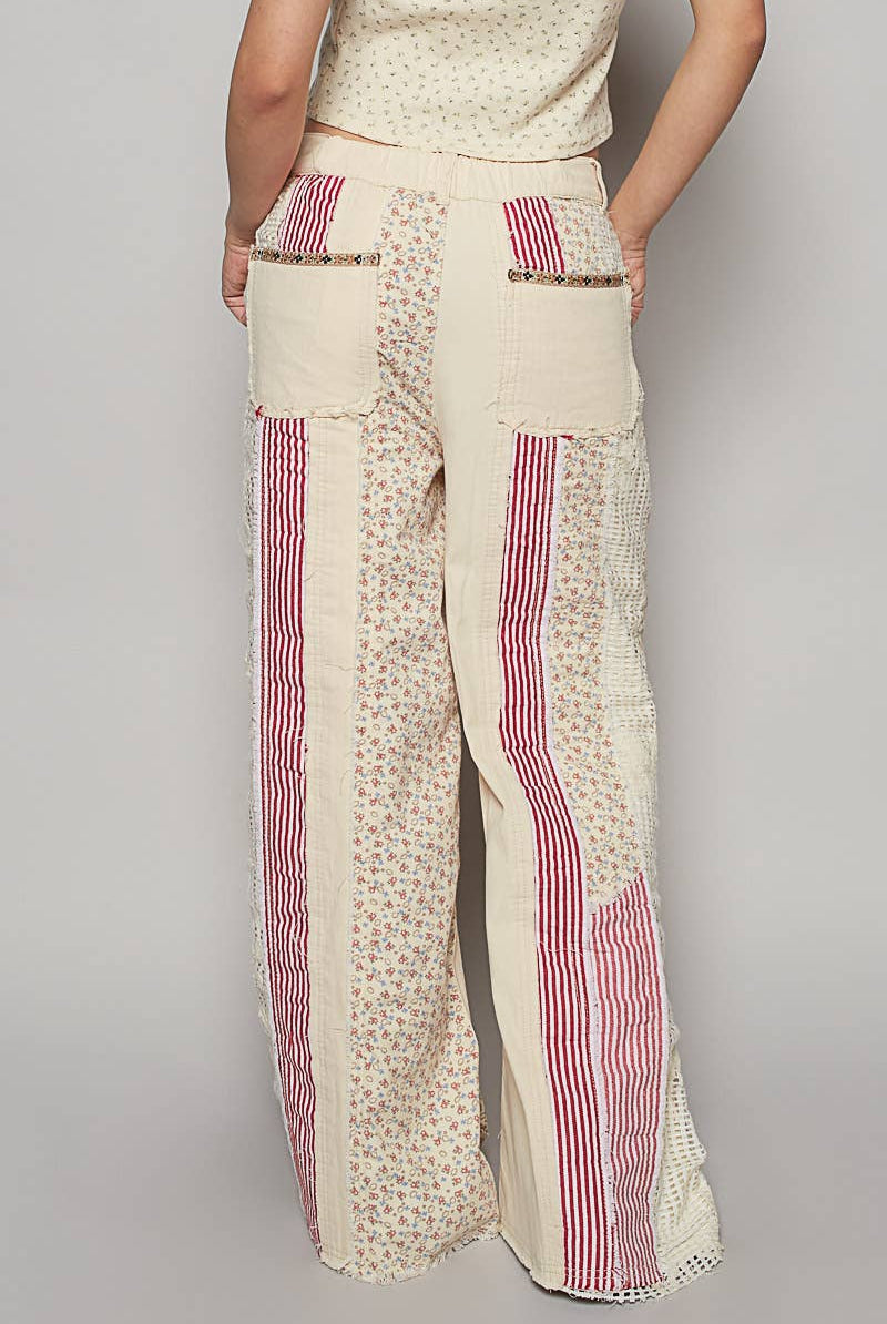 POL Clothing Patchwork Relaxed Woven Denim Jeans-Jeans-Pol Clothing-Stuffology - Where Vintage Meets Modern, A Boutique for Real Women in Crosbyton, TX