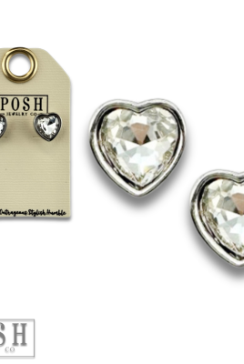 Rhinestone heart stud earring-Earrings-Pink Panache Brands-Stuffology - Where Vintage Meets Modern, A Boutique for Real Women in Crosbyton, TX