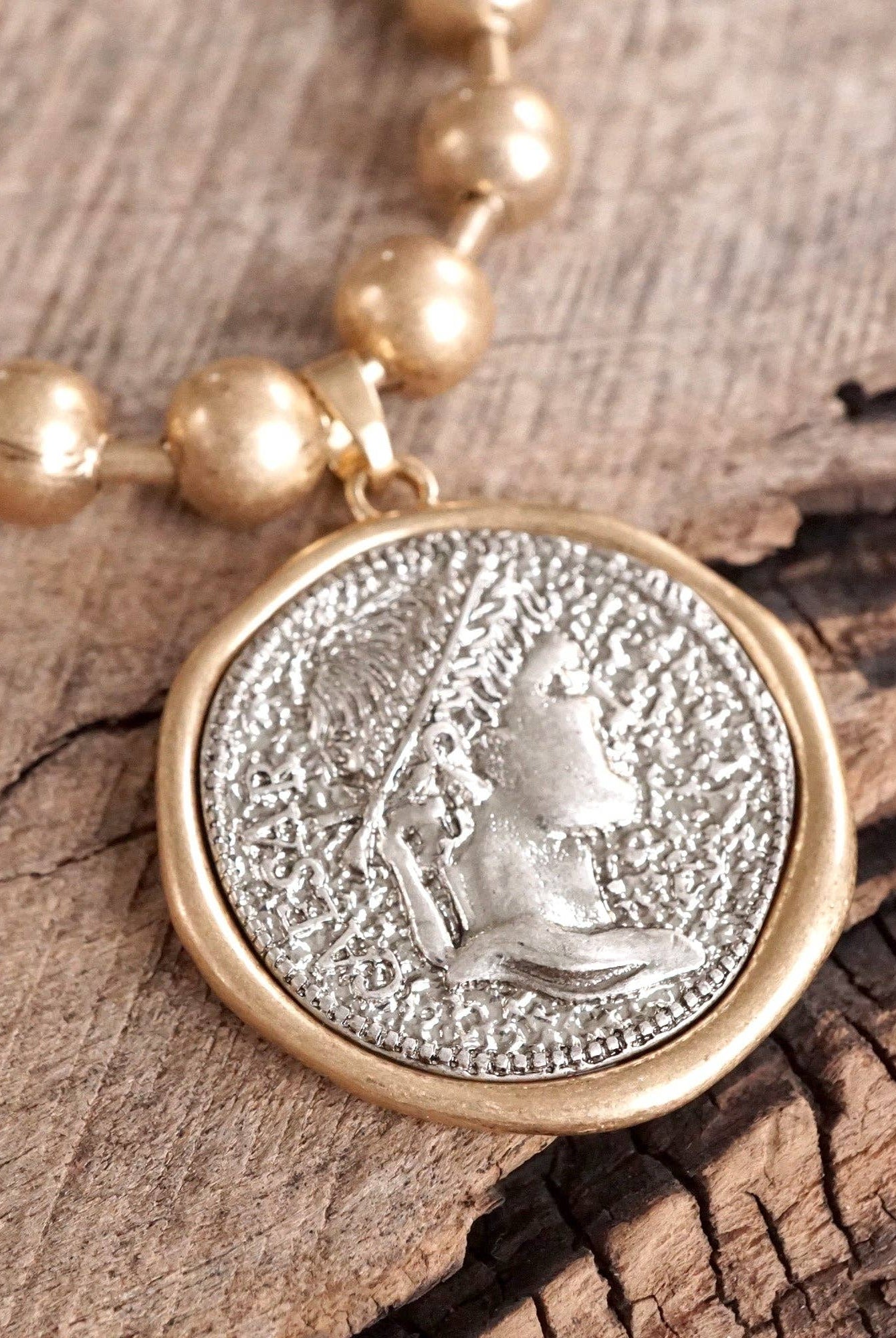 Coin Chunky Ball Chain Statement Necklace – Gold and Silver Tone-Necklaces-PennyLine inc-Stuffology - Where Vintage Meets Modern, A Boutique for Real Women in Crosbyton, TX