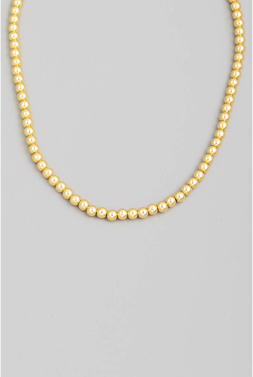 Gold Dipped Ball Beaded Necklace-Necklaces-The Looks by Fame Accessories-Stuffology - Where Vintage Meets Modern, A Boutique for Real Women in Crosbyton, TX