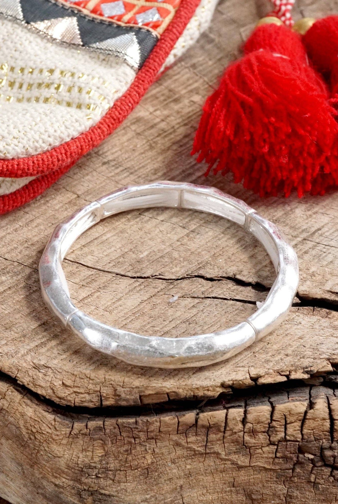 Boho Stretchy Minimalist Bangle Raw Textured Worn Gold-Bracelets-PennyLine inc-Stuffology - Where Vintage Meets Modern, A Boutique for Real Women in Crosbyton, TX