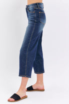 Judy Blue Midrise Tummy Control Wide Crop Jeans - Dark Wash-Jeans-Judy Blue-Stuffology - Where Vintage Meets Modern, A Boutique for Real Women in Crosbyton, TX