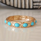 Classic Golden Stretchy Bangles – Pearl or Turquoise Accents-Bracelets-PennyLine inc-Stuffology - Where Vintage Meets Modern, A Boutique for Real Women in Crosbyton, TX