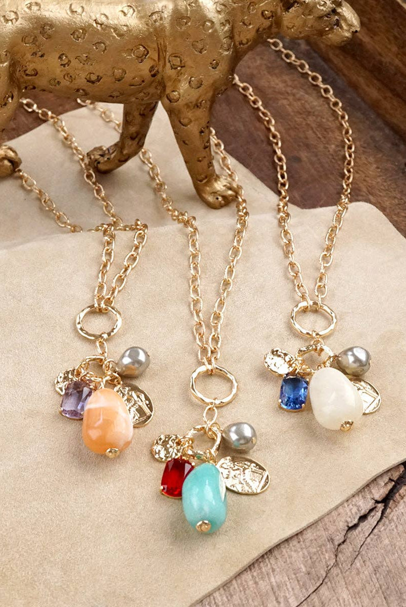 Desert Bloom – Long Cluster Charm Necklace-Necklaces-PennyLine inc-Stuffology - Where Vintage Meets Modern, A Boutique for Real Women in Crosbyton, TX