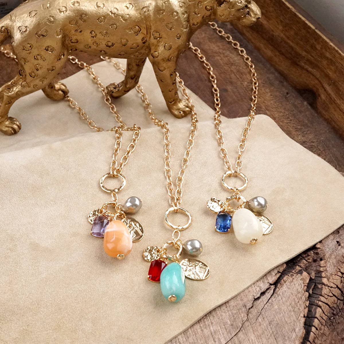 Desert Bloom – Long Cluster Charm Necklace-Necklaces-PennyLine inc-Stuffology - Where Vintage Meets Modern, A Boutique for Real Women in Crosbyton, TX