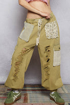 POL Clothing Olive Distressed Pants-Pants-POL Clothing-Stuffology - Where Vintage Meets Modern, A Boutique for Real Women in Crosbyton, TX