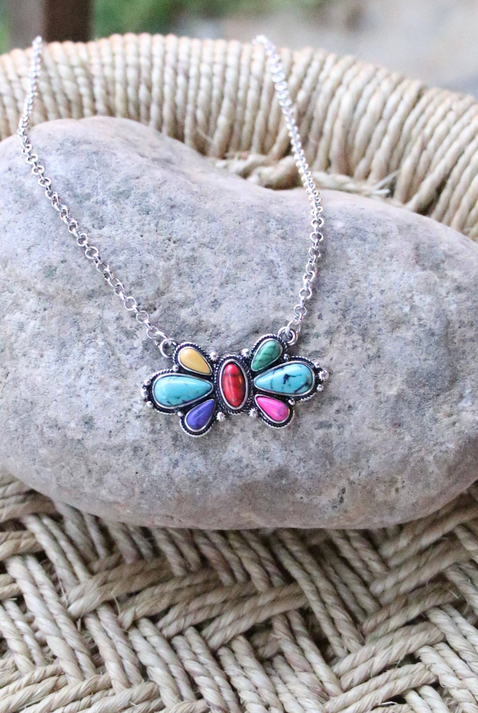 MULTI FLOWER CONCHO NECKLACE-Necklaces-Turquoise Haven-Stuffology - Where Vintage Meets Modern, A Boutique for Real Women in Crosbyton, TX