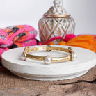 Jeweled Golden Bangle with semi precious stone dots-Bracelets-PennyLine inc-Stuffology - Where Vintage Meets Modern, A Boutique for Real Women in Crosbyton, TX