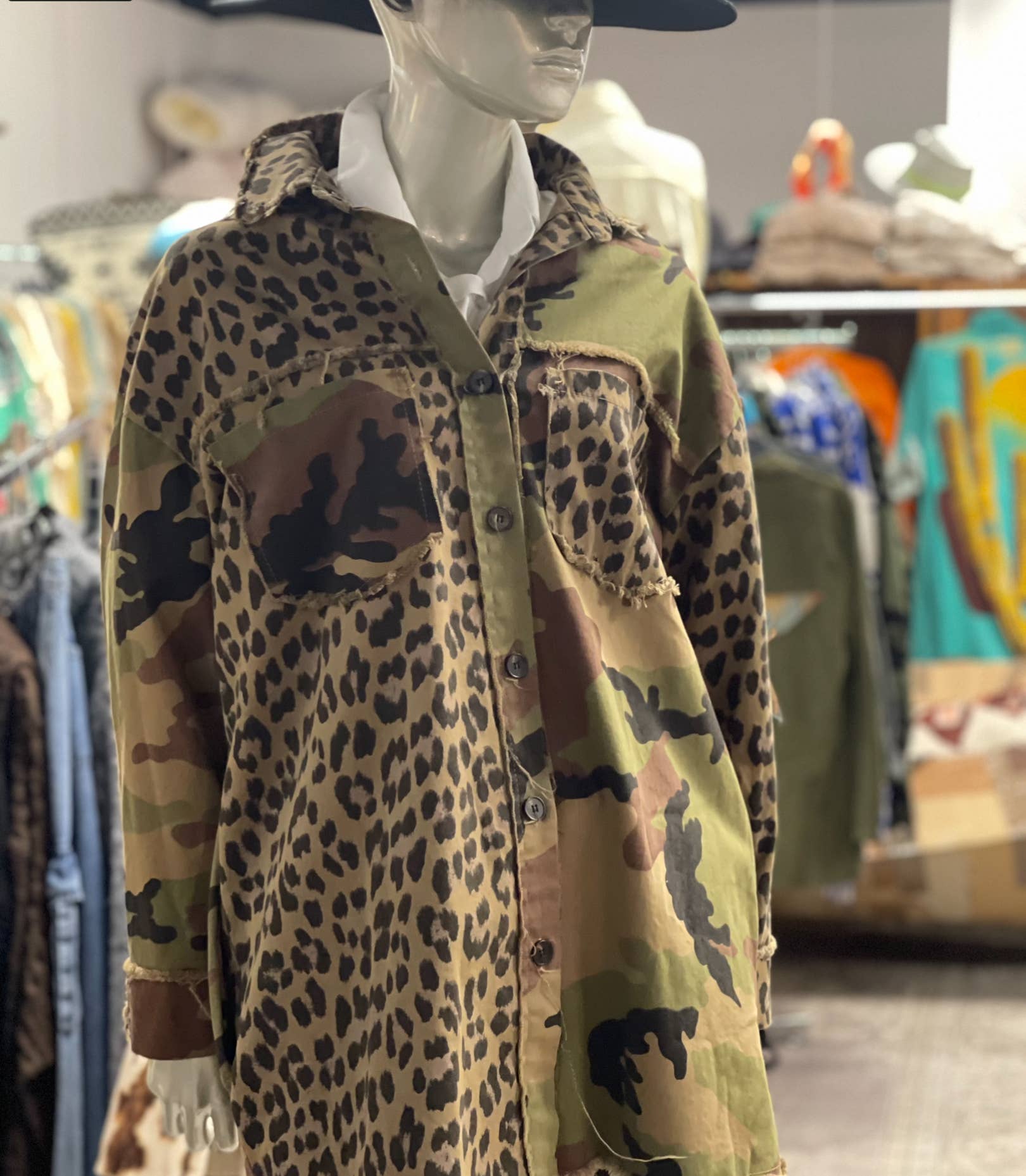 Leopard & Camo Jacket with Pockets-LeParisPetit by I Love Linen-Stuffology - Where Vintage Meets Modern, A Boutique for Real Women in Crosbyton, TX