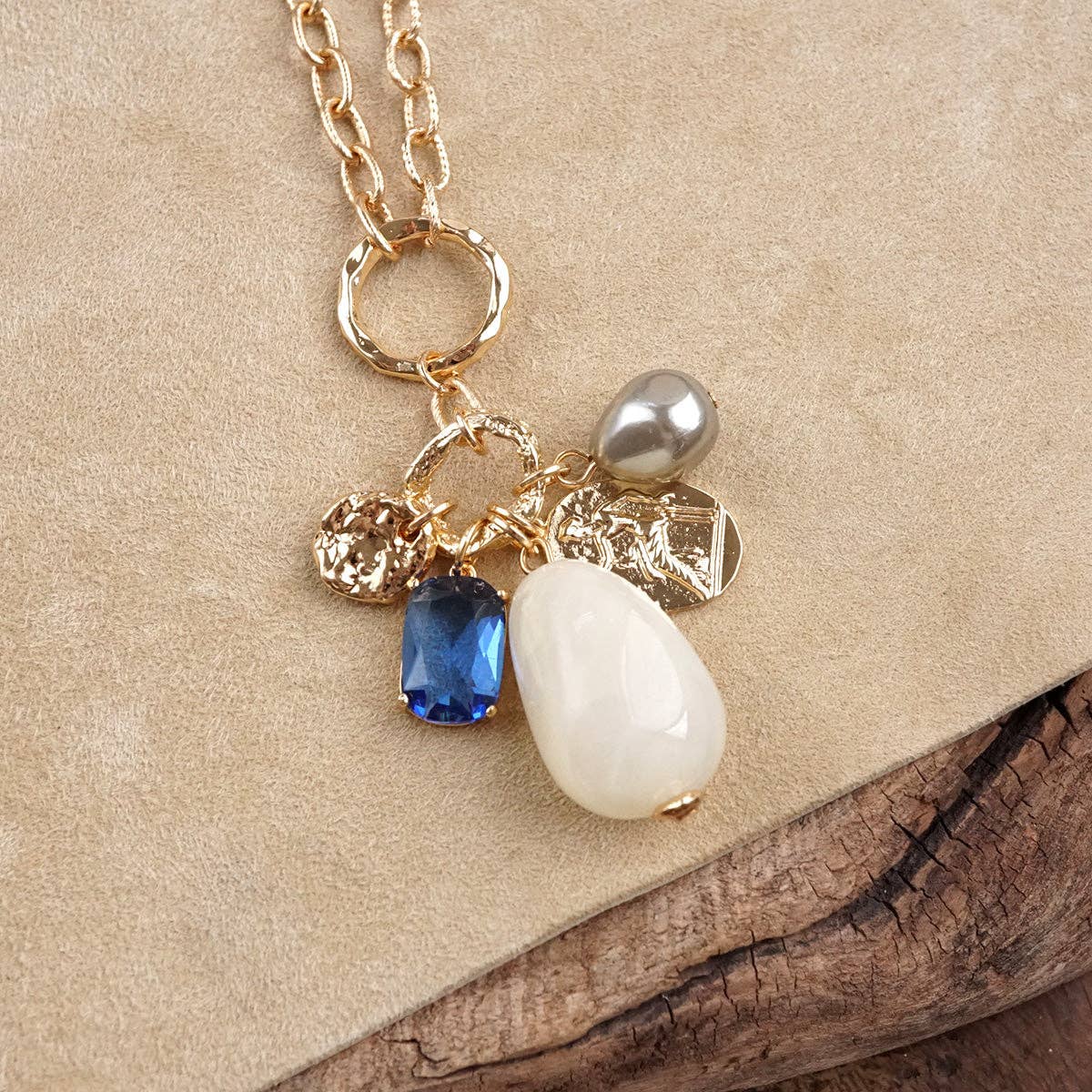 Desert Bloom – Long Cluster Charm Necklace-Necklaces-PennyLine inc-Stuffology - Where Vintage Meets Modern, A Boutique for Real Women in Crosbyton, TX